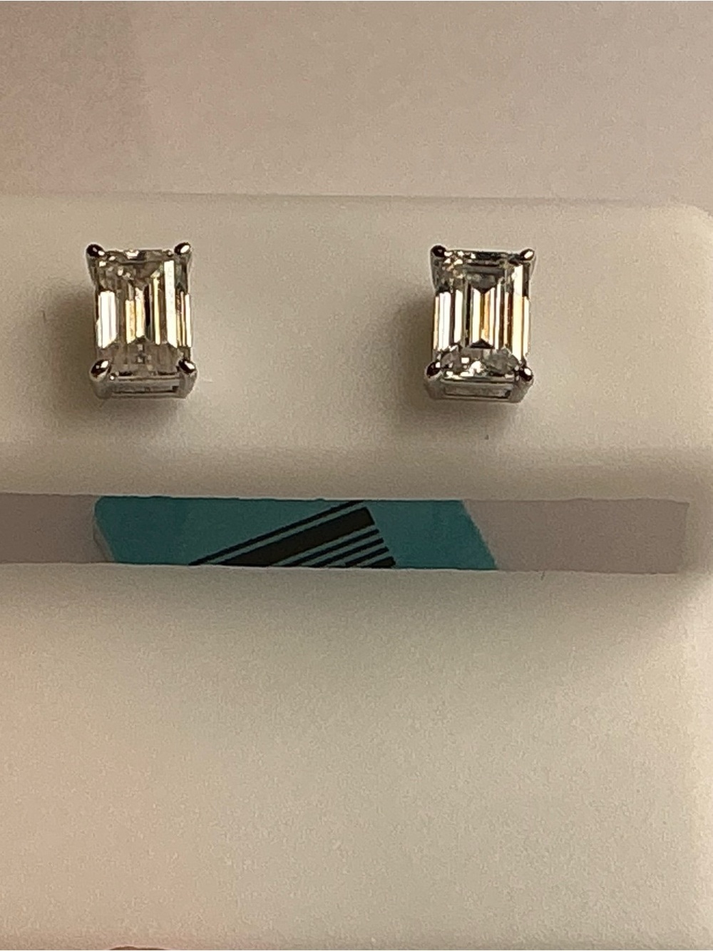 1.60 CTW Moissanite Emerald Cut Stud Earrings Sterling Silver